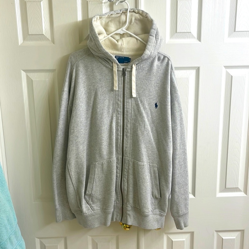 Like new worn once Polo by Ralph Lauren Zip Up Hooded Sweatshirt in Gray